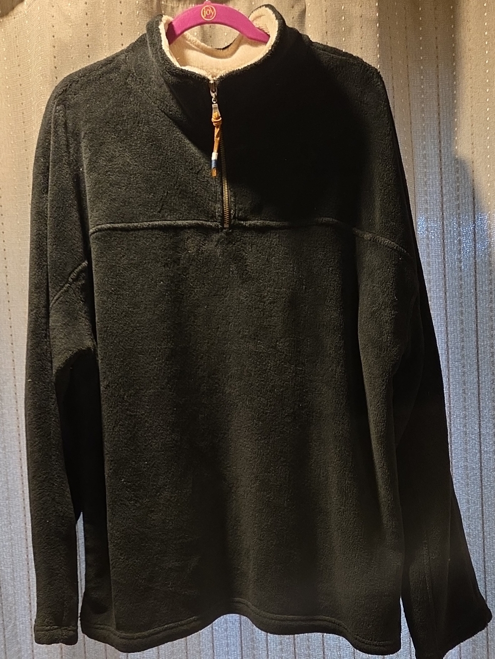 Alan Bilzerian Brown Sherpa Fleece Quarter Zip Pullover Men's Large